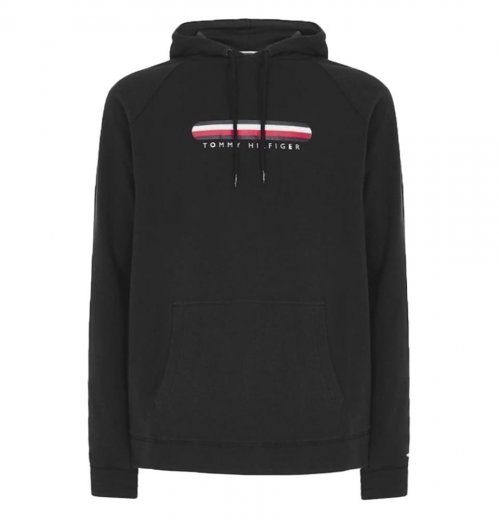 sudadera tommy capucha logo front negra wb